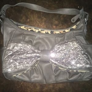 Sparkle grey bow Betsey Johnson purse